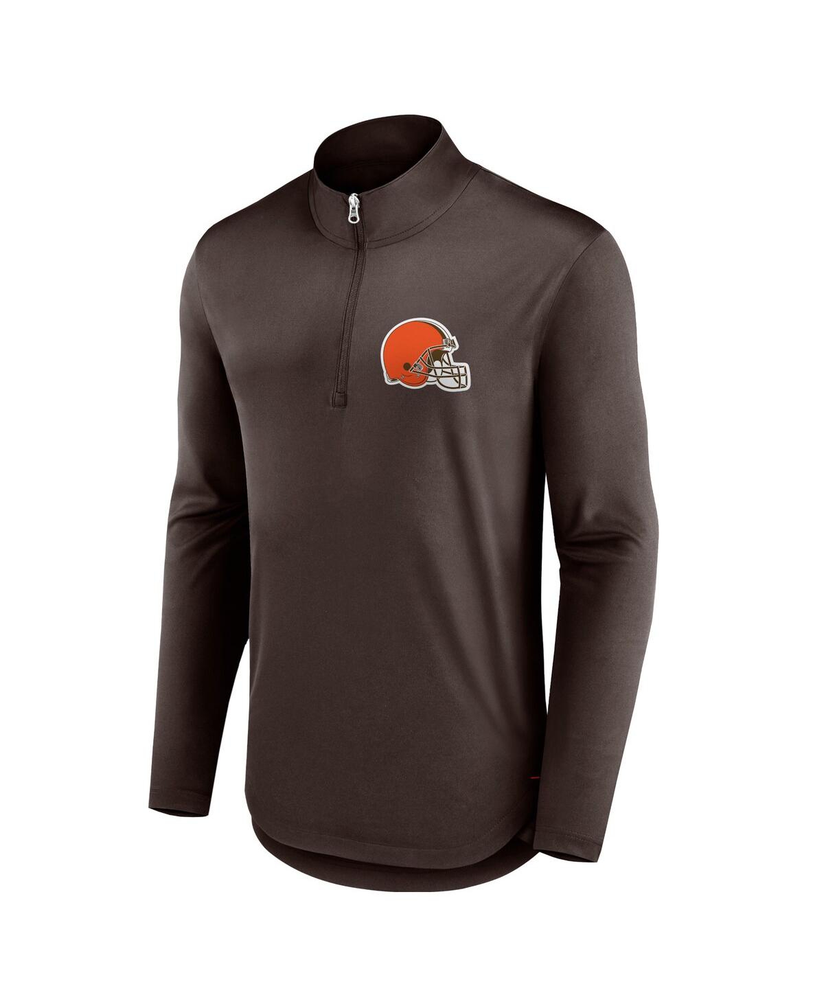 Shop Fanatics Men's  Brown Cleveland Browns Tough Minded Quarter-zip Top