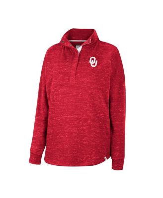 Women's Crimson Oklahoma Sooners Natalie Speckled Quarter-Snap Top