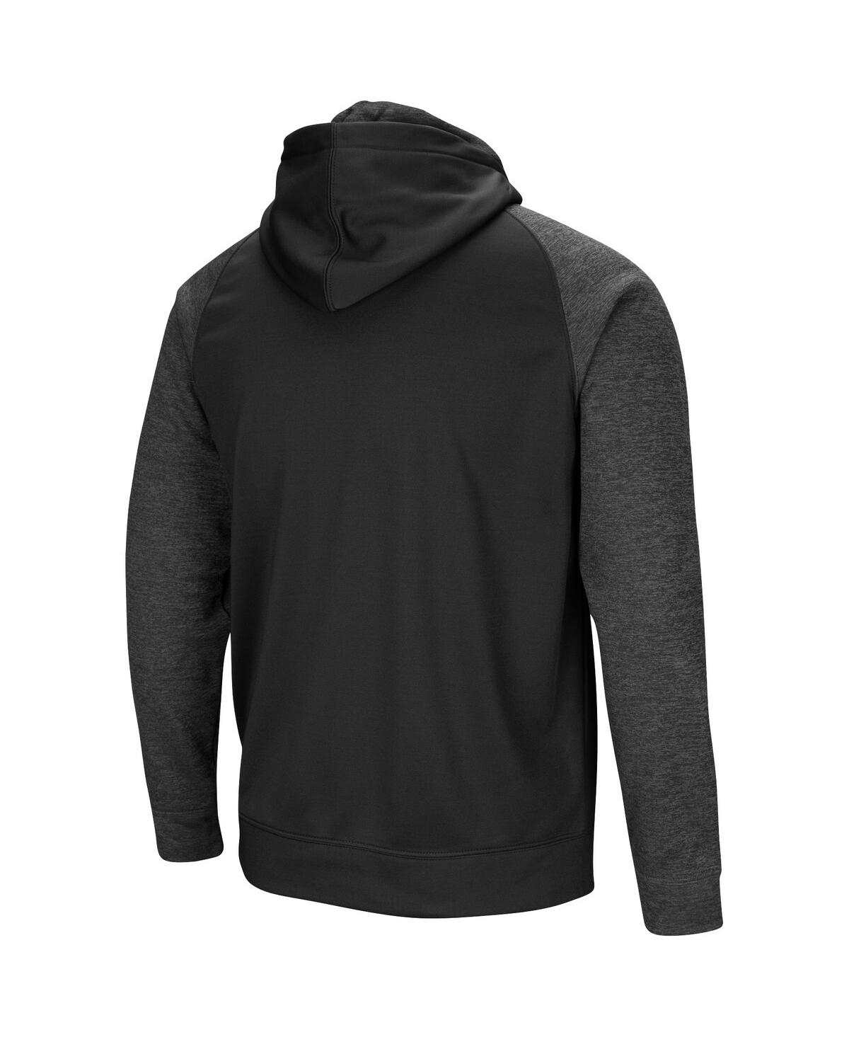 Men's Colosseum Black Texas Longhorns Blackout 3.0 Tonal Raglan Full-Zip Hoodie