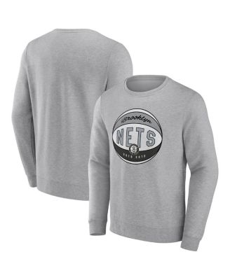 Men's Heathered Gray Brooklyn Nets True Classics Vint Pullover Sweatshirt
