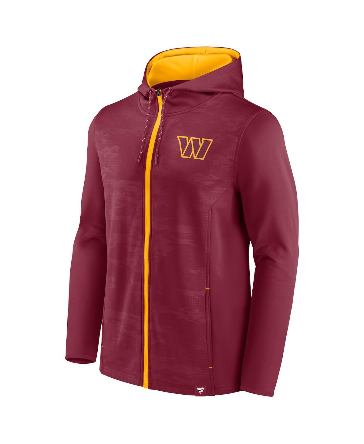 Shop Fanatics Men's  Burgundy, Gold Washington Commanders Ball Carrier Full-zip Hoodie In Burgundy,gold