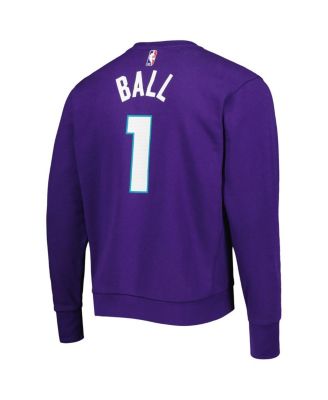 Men's LaMelo Ball Purple Charlotte Hornets Statement Name and Number Pullover Sweatshirt