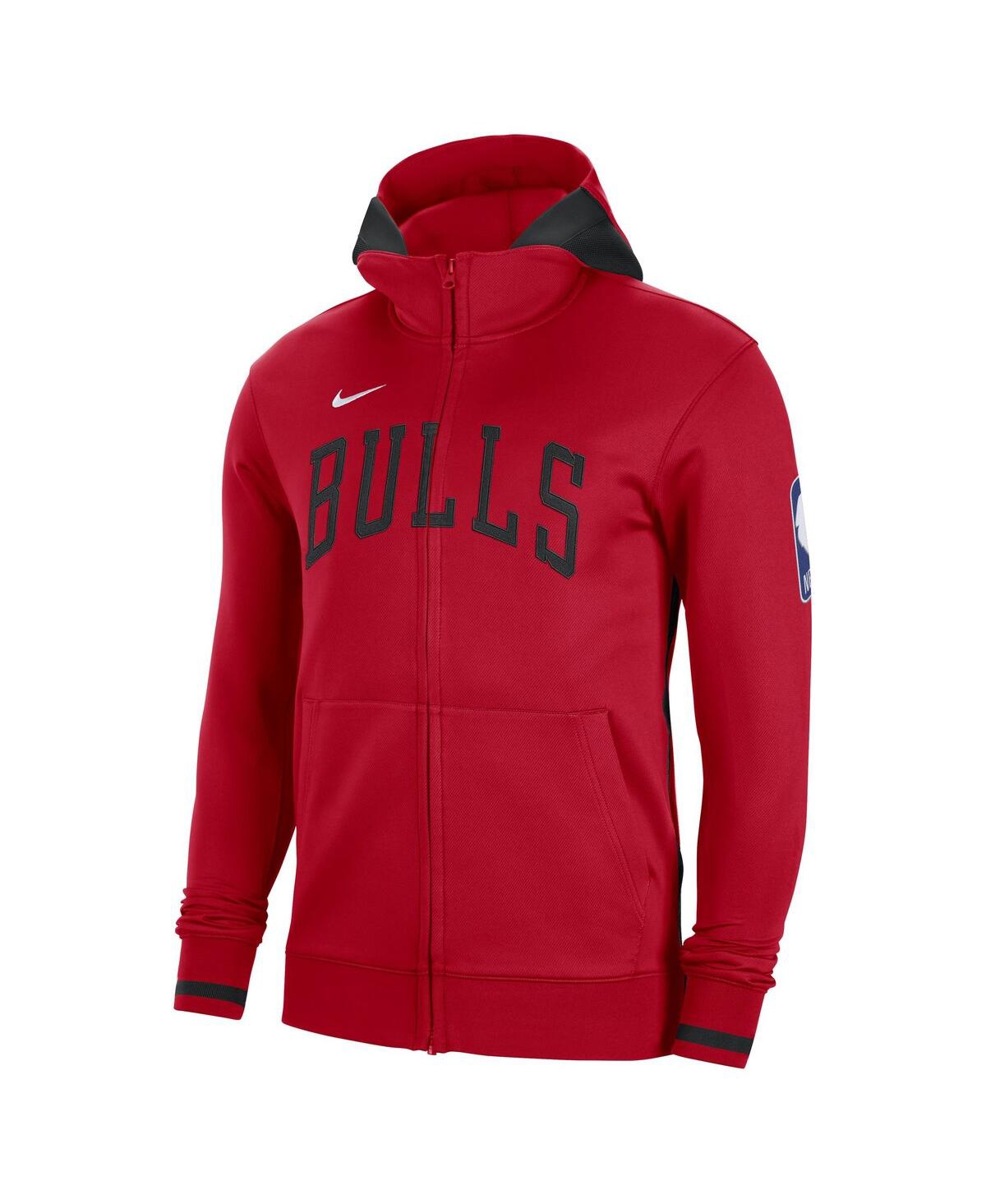 Shop Nike Men's  Red Chicago Bulls Authentic Showtime Performance Full-zip Hoodie