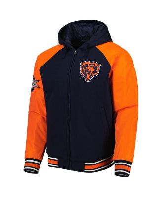 Men's Navy Chicago Bears Defender Raglan Full-Zip Hoodie Varsity Jacket
