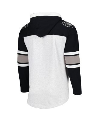 Men's Las Vegas Raiders Heather Gray Gridiron Lace-Up Pullover Hoodie