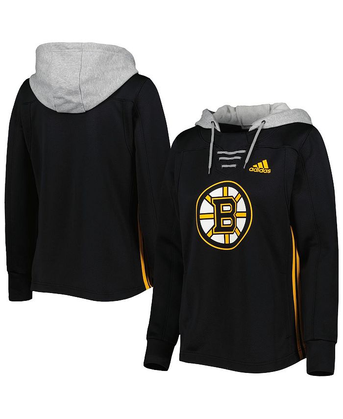 Boston Bruins Women's Plus Size Lace-Up Pullover Hoodie - Black