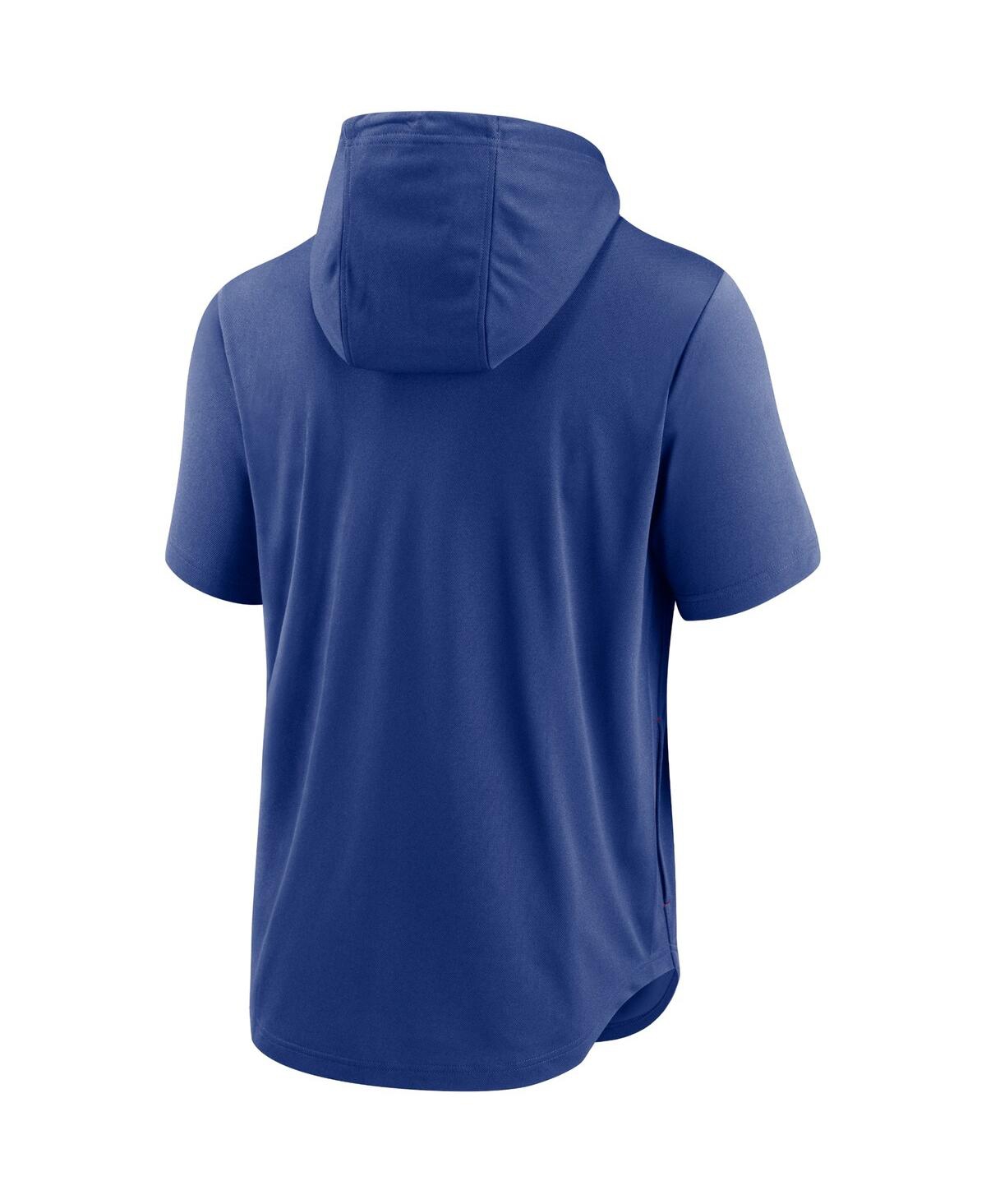 Shop Nike Men's  Royal Chicago Cubs Logo Lockup Performance Short-sleeved Pullover Hoodie