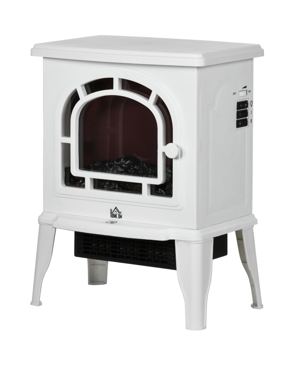 750W/1500W Electric Fireplace Stove w/Tip-Over Protection