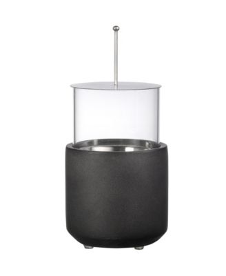 Tabletop Fireplace, Mini Concrete Ethanol Fire Bowl Lid Dark Grey