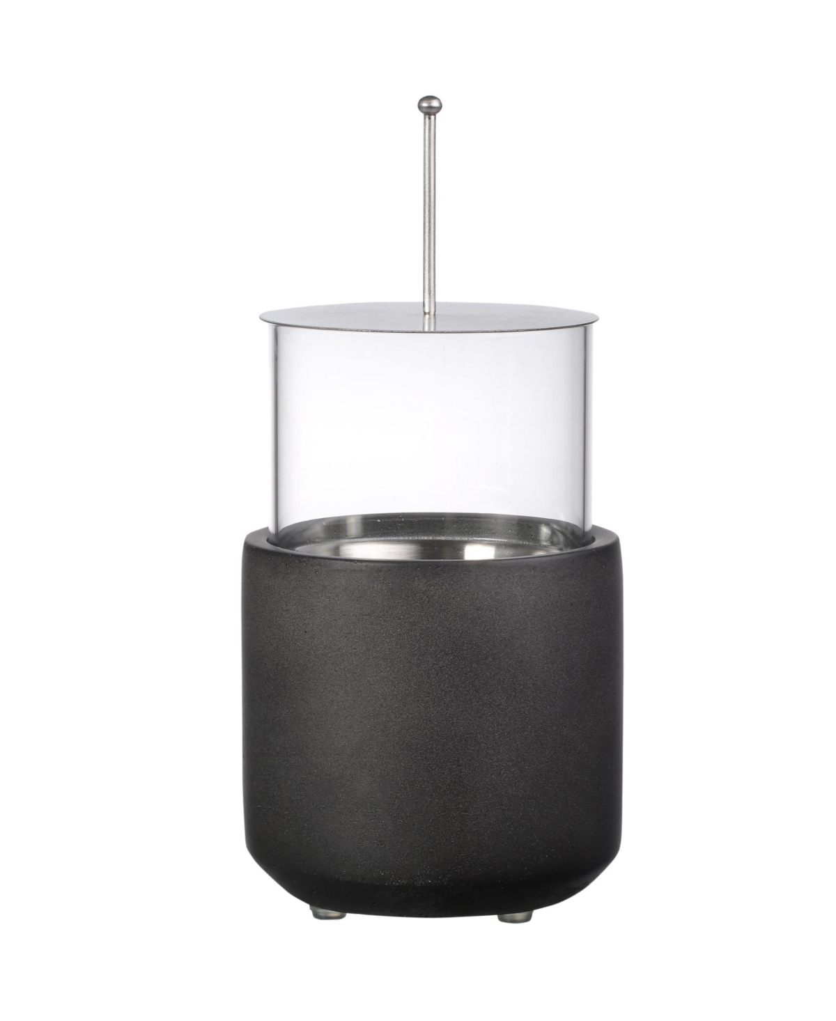 Tabletop Fireplace, Mini Concrete Ethanol Fire Bowl Lid Dark- Grey