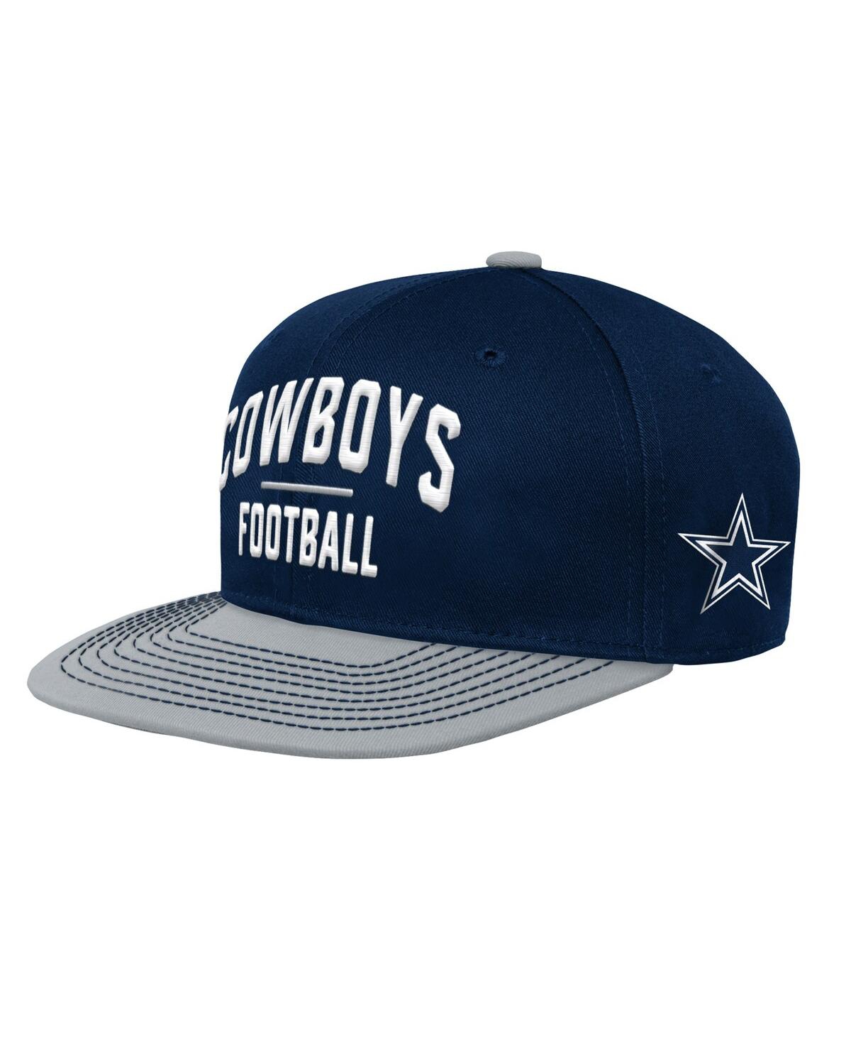 Outerstuff Babies' Preschool Boys And Girls Navy, Silver Dallas Cowboys Lock Up Snapback Hat In Navy,silver