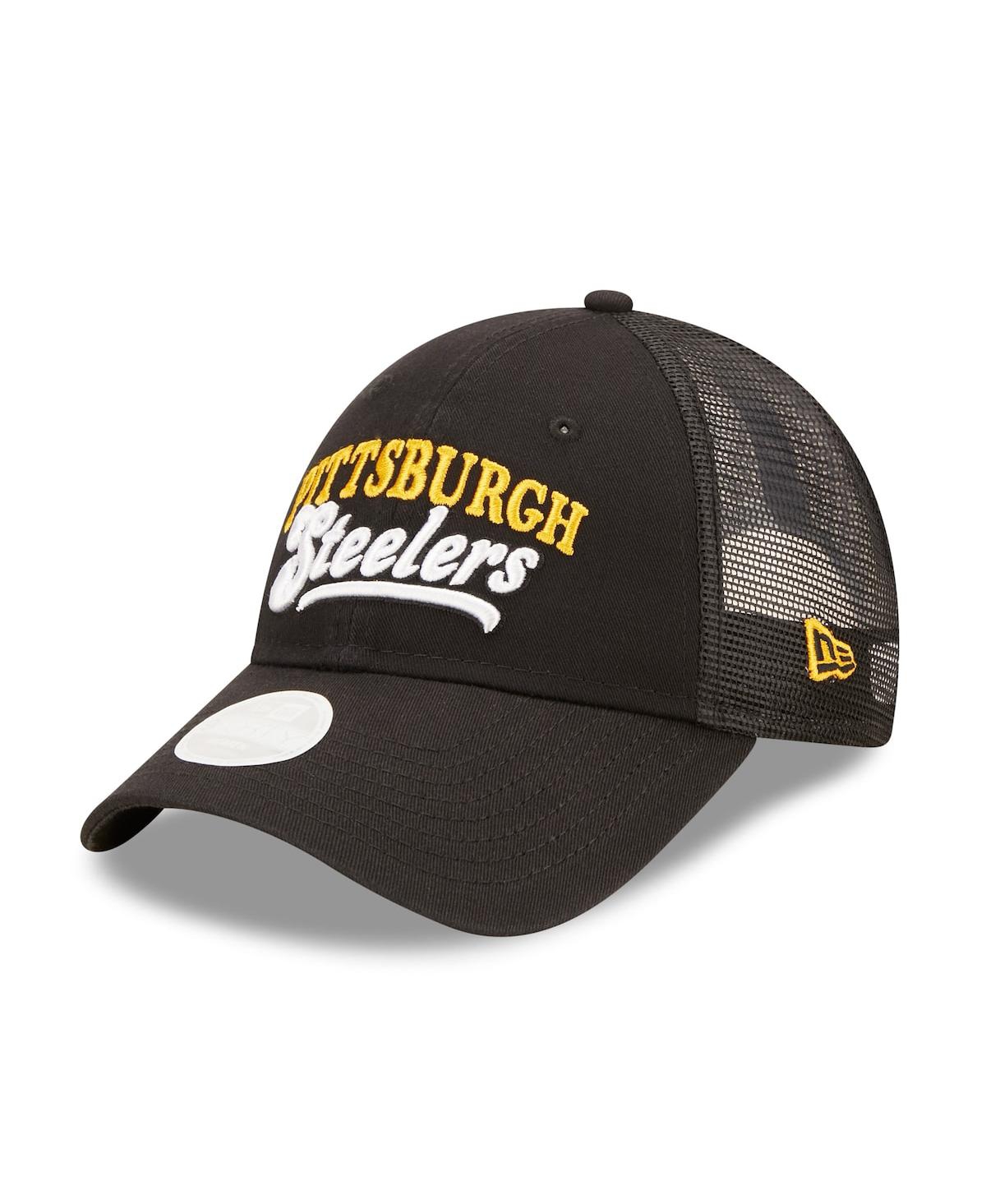 Shop New Era Women's  Black Pittsburgh Steelers Team Trucker 9forty Snapback Hat