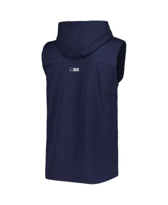 Men's Navy Chicago Bears Relay Sleeveless Pullover Hoodie