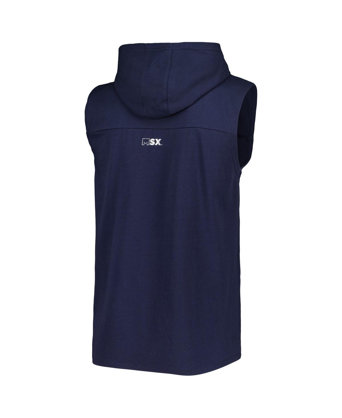 Shop Msx By Michael Strahan Men's  Navy Chicago Bears Relay Sleeveless Pullover Hoodie