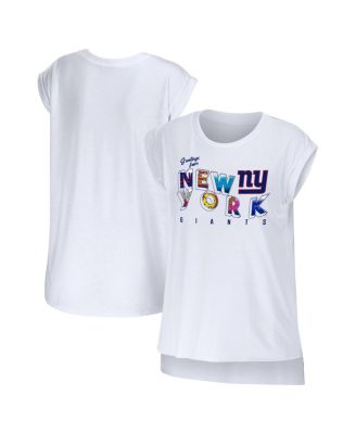 Women's White New York Giants Greetings From Muscle T-shirt