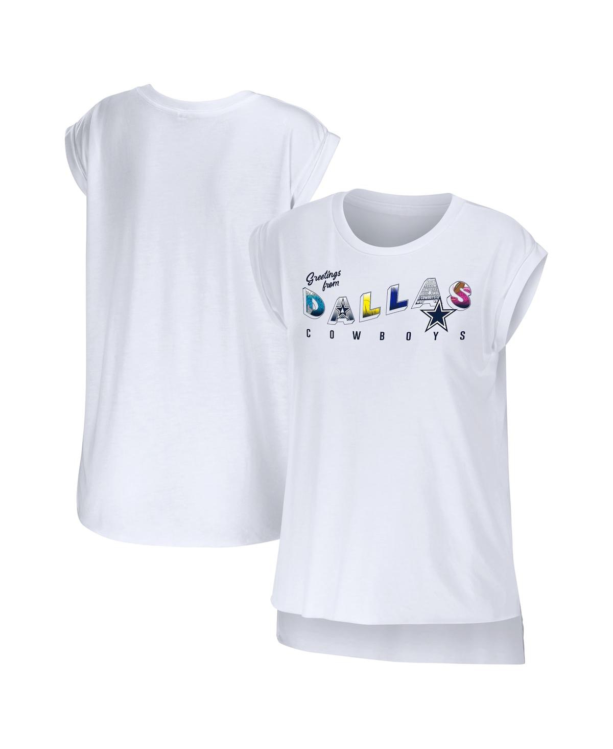 Shop Wear By Erin Andrews Women's  White Dallas Cowboys Greetings From Muscle T-shirt