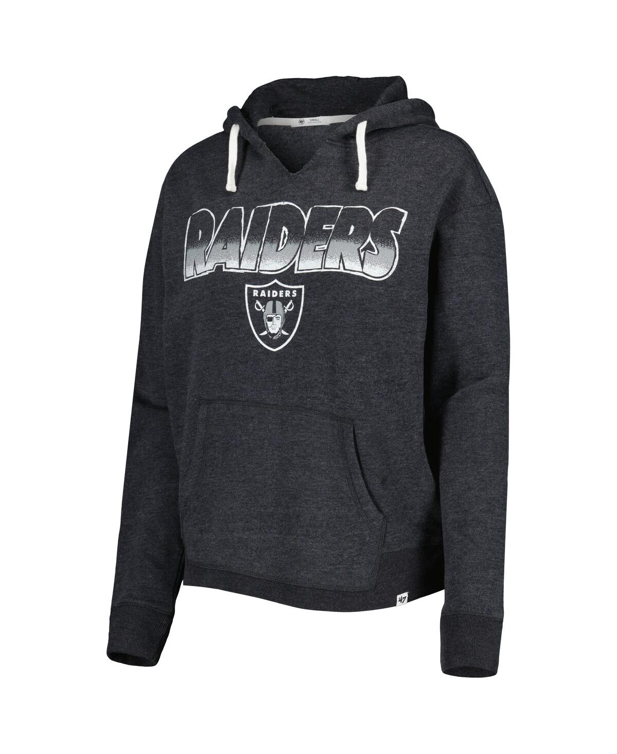 Shop 47 Brand Women's ' Black Las Vegas Raiders Color Rise Kennedy Notch Neck Pullover Hoodie