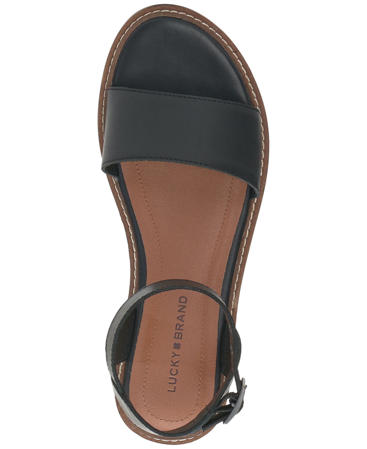 Женские сандалии Lucky Brand Kimaya Ankle-Strap Flat, цвет: Чёрный кожаный — фото 4
