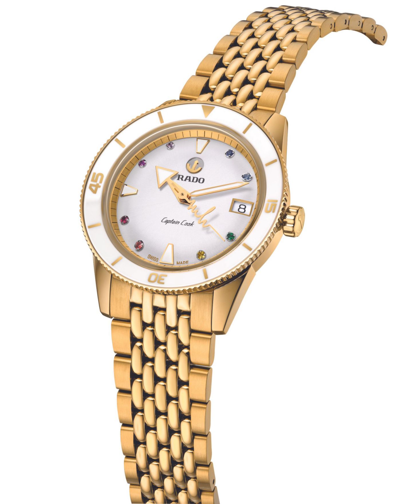 Женские часы Rado Swiss Automatic Captain Cook x Marina Hoermanseder Heartbeat Gold-Tone Stainless Steel Bracelet Watch 37mm — фото 2