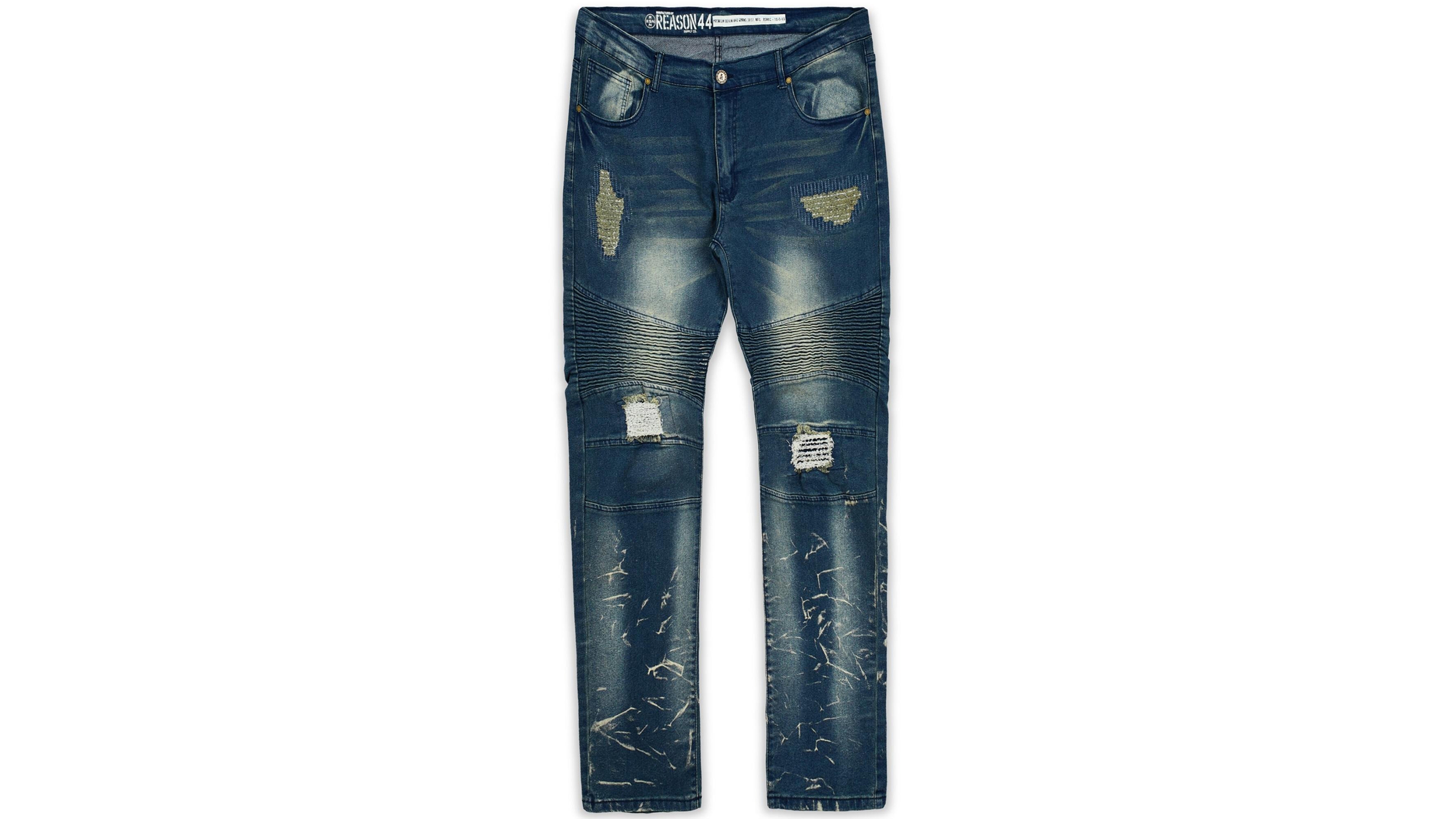 Reason Men's Big and Tall Mulberry Moto Skinny Denim Jeans