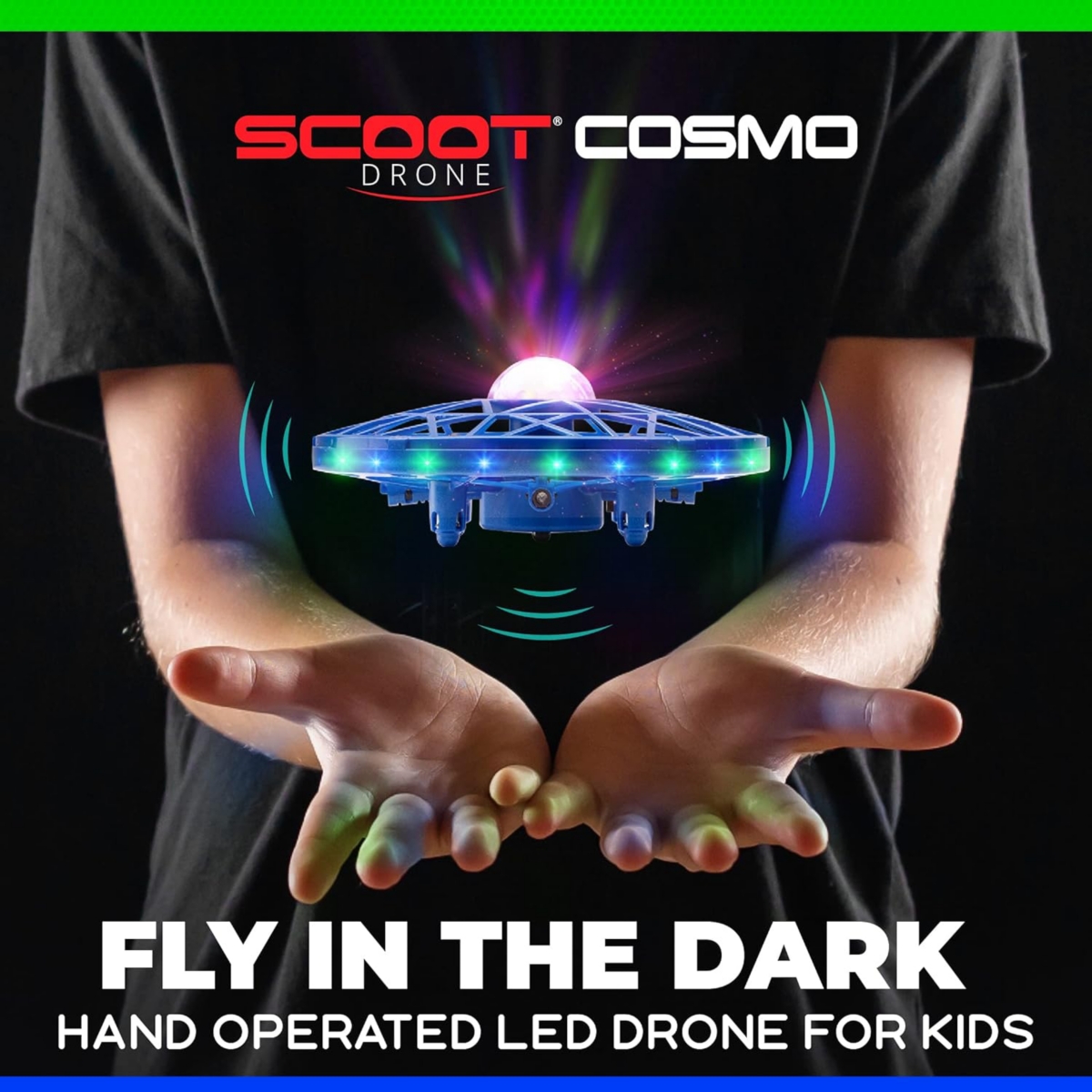 Force1 Scoot Cosmo Led Hand Operated Drone for Kids or Adults -- Blue
