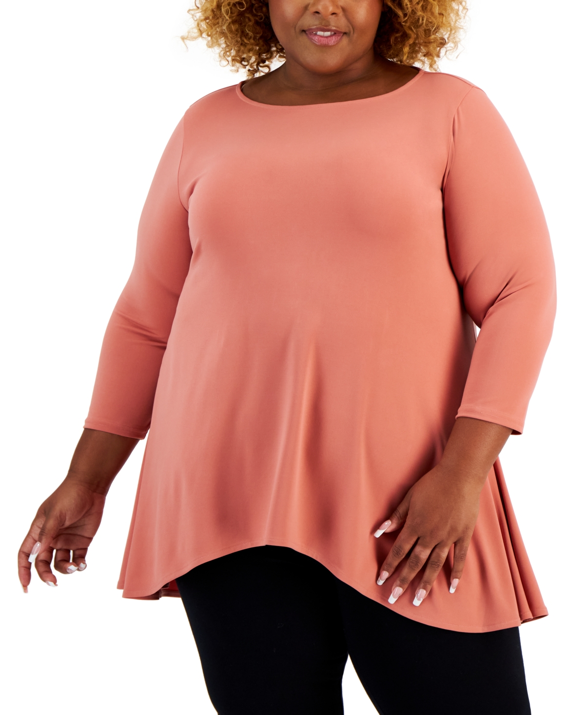 Alfani Plus Size Solid Swing Top, Created For Macy's In Rosedust