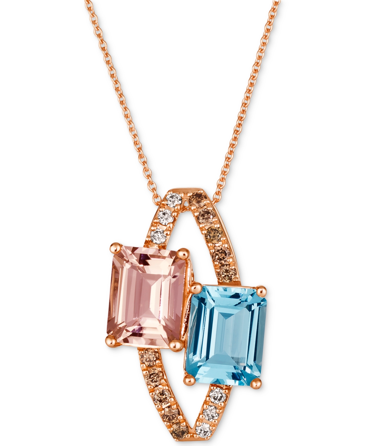 Le Vian Multi-gemstone (3-5/8 Ct. T.w.) & Diamond (1/4 Ct. T.w.) Double Stone Open Pendant Necklace In 14k R In No Color
