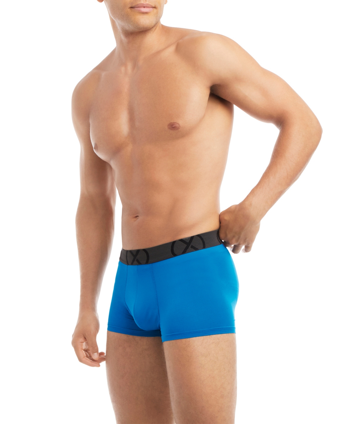 2(x)ist Men's Mesh No Show Performance Trunk, Pack of 3 - Electric Blue, Safety Yellow