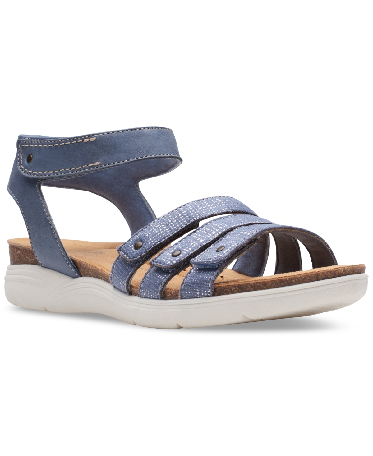 Clarks Women's April Dove Studded-strap Comfort Sandals In Denim Blue