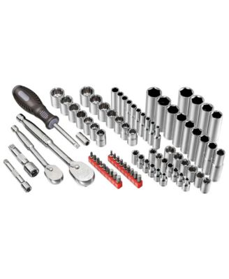 80 Piece Tool Set with Sockets, Ratchets, and Accessories in Case
