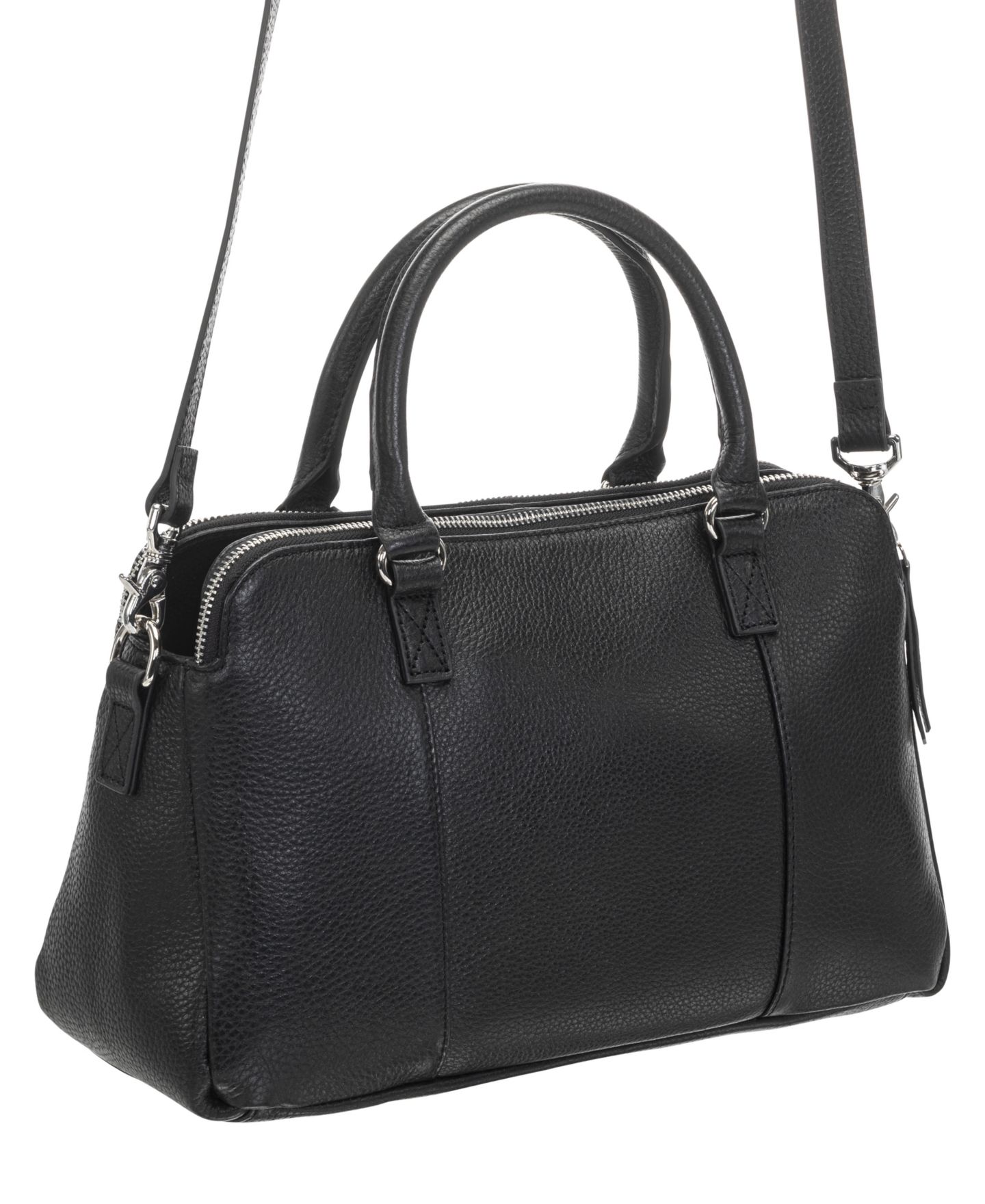 Женская сумка Mancini Jennifer Medium Pebbled Leather Crossbody Satchel, цвет: Чёрный — фото 4