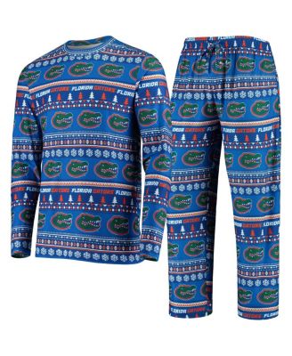 Men's Royal Florida Gators Ugly Sweater Knit Long Sleeve Top and Pant Set