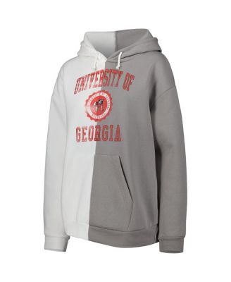 Women's Gray, White Georgia Bulldogs Split Pullover Hoodie