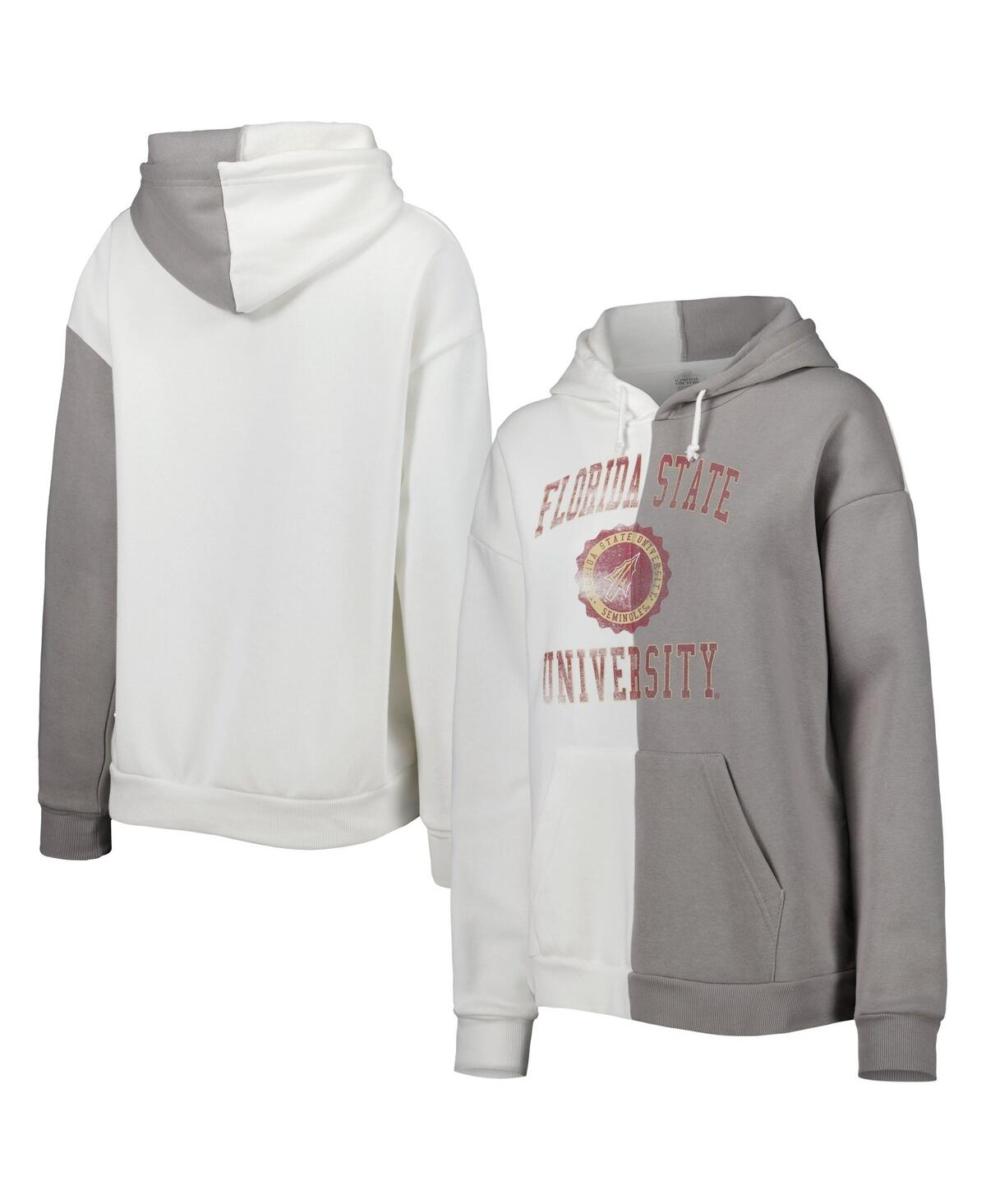 Gameday Couture Women's  Gray, White Florida State Seminoles Split Pullover Hoodie In Gray,white