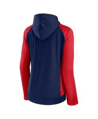 Women's Navy, Red New England Patriots End Around Raglan Full-Zip Hoodie