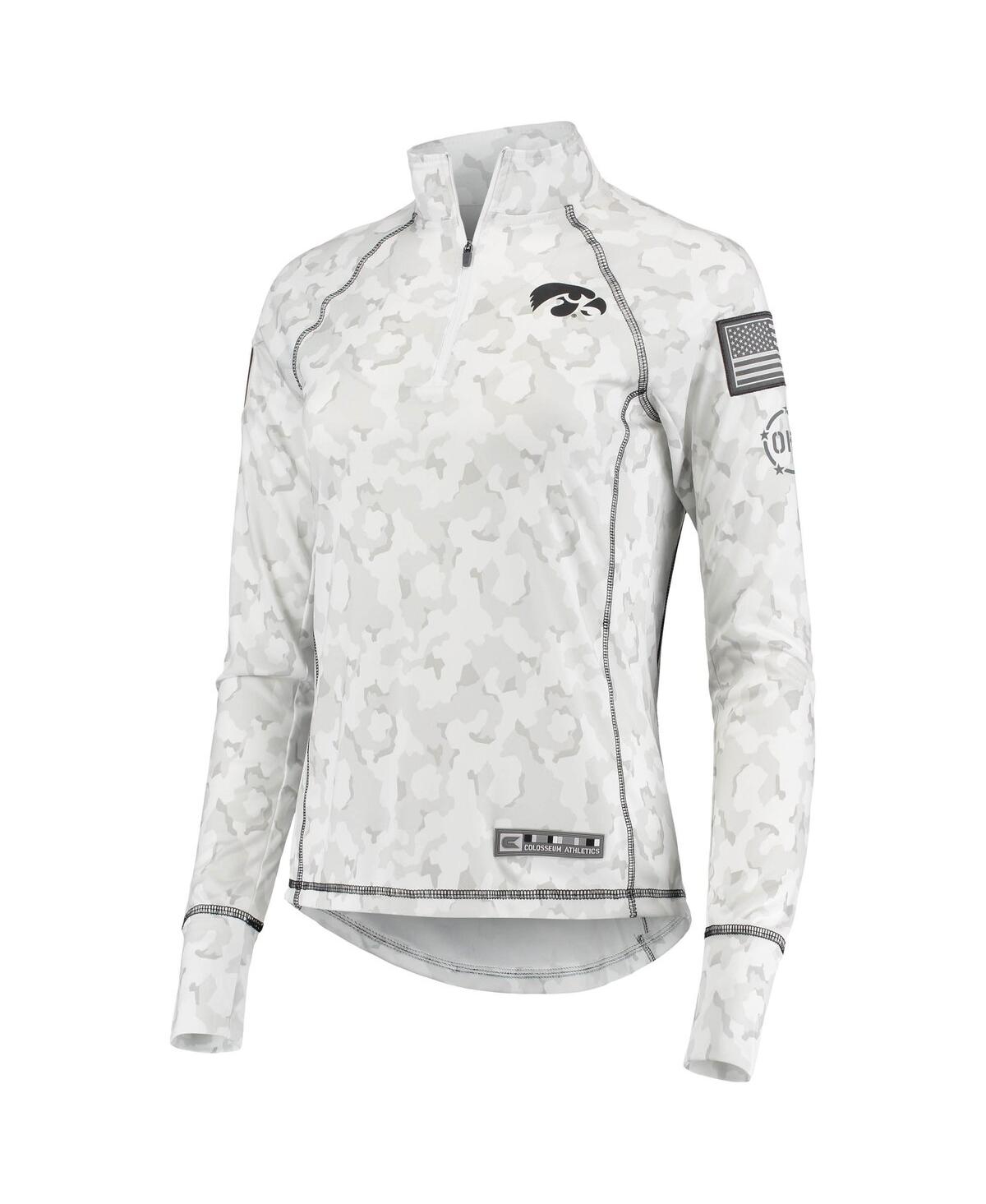 Shop Colosseum Women's  White Iowa Hawkeyes Oht Military-inspired Appreciation Officer Arctic Camo 1/4-zip