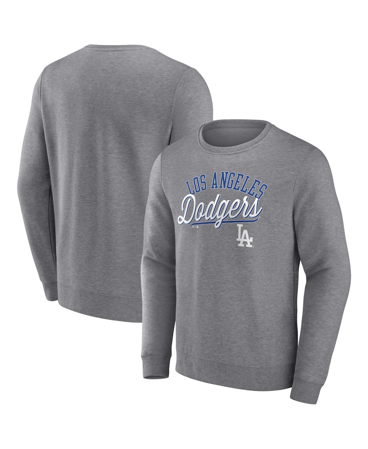 Shop Fanatics Men's  Heather Gray Los Angeles Dodgers Simplicity Pullover Sweatshirt