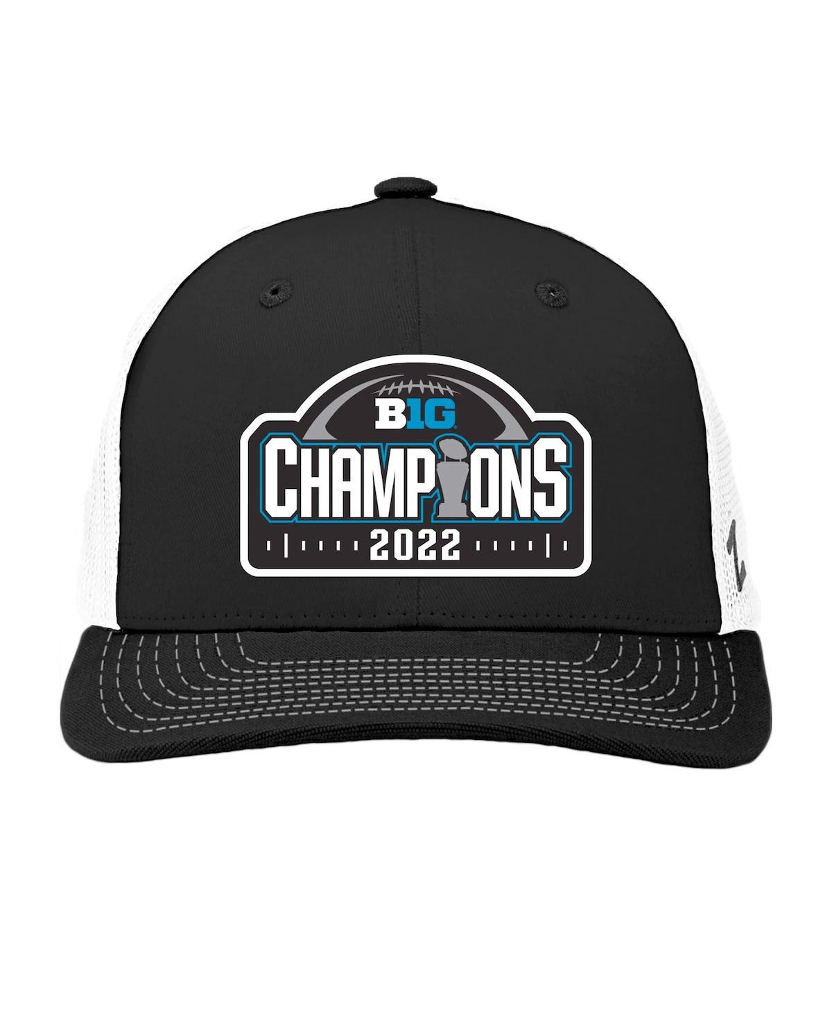 Men's Zephyr Black, White Michigan Wolverines 2022 Big Ten Conference Champions Locker Room Adjustable Trucker Hat - Black, White