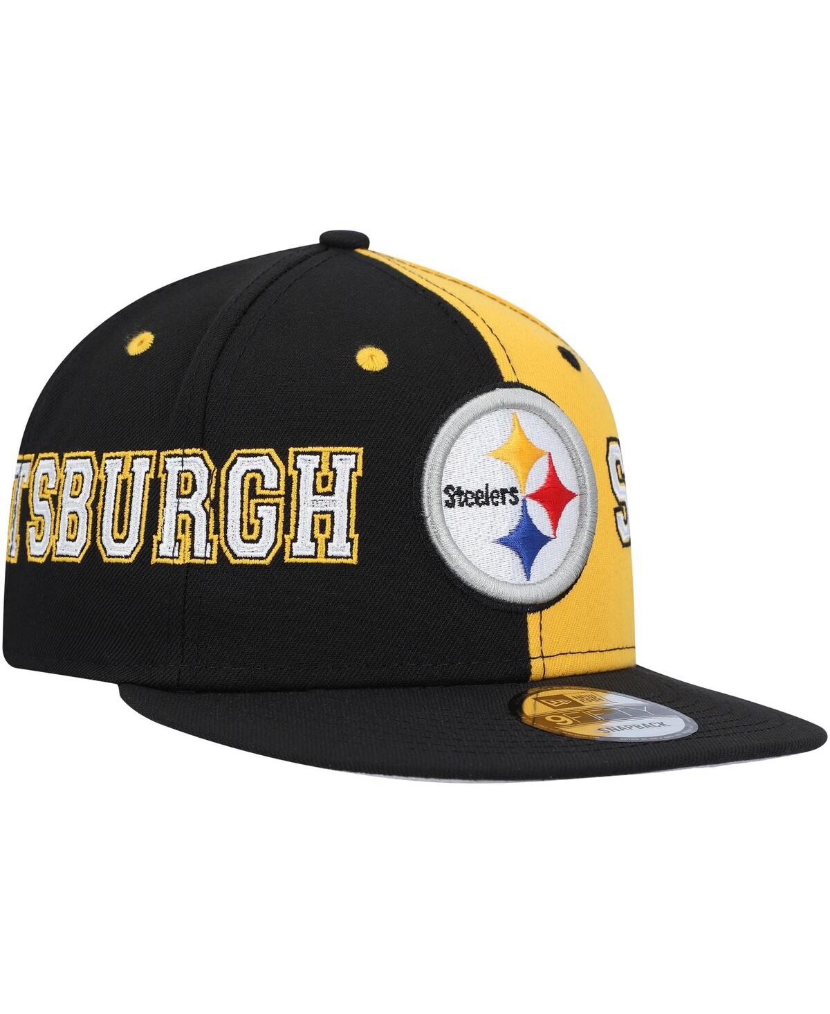 Shop New Era Men's  Black, Gold Pittsburgh Steelers Team Split 9fifty Snapback Hat In Black,gold