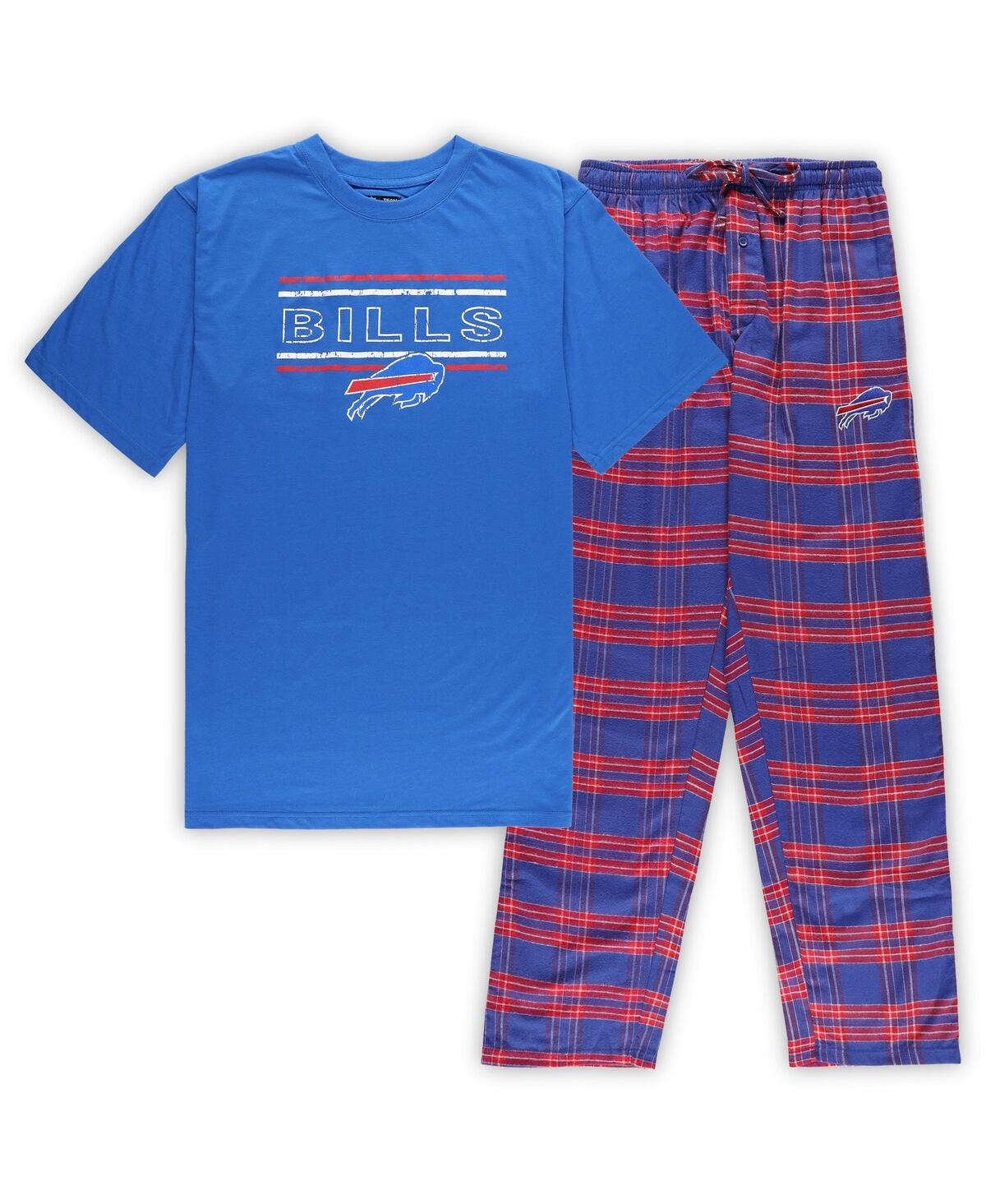 Shop Concepts Sport Men's  Royal, Red Buffalo Bills Big And Tall Flannel Sleep Set In Royal,red