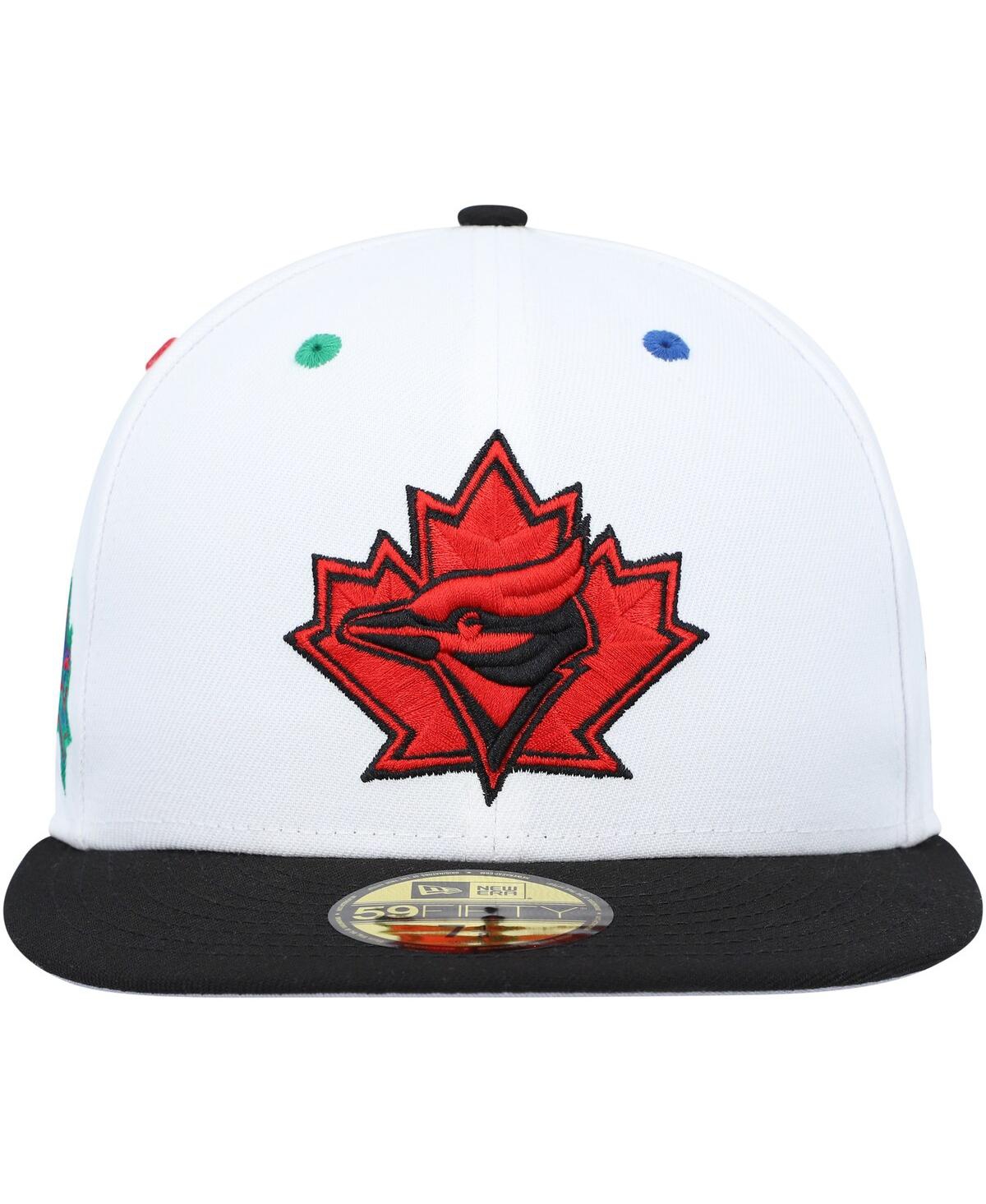 Shop New Era Men's  White, Black Toronto Blue Jays 25th Anniversary Primary Eye 59fifty Fitted Hat In White,black