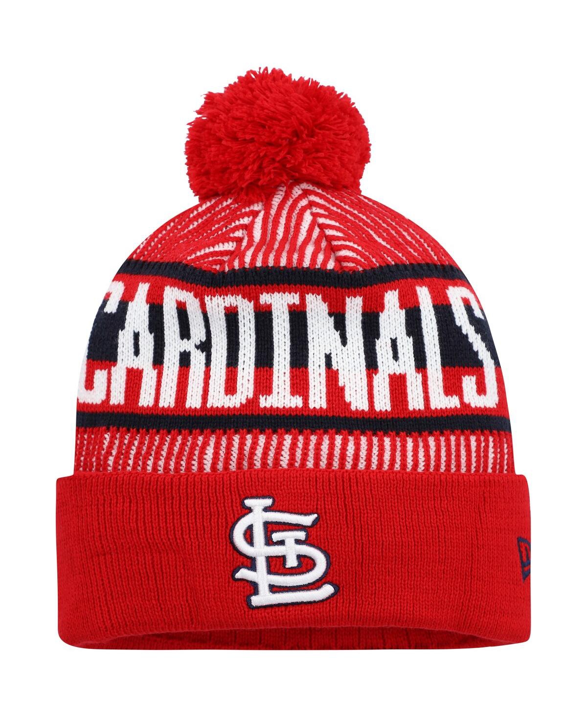 Fanatics Men's  Red St. Louis Cardinals Striped Cuffed Knit Hat With Pom