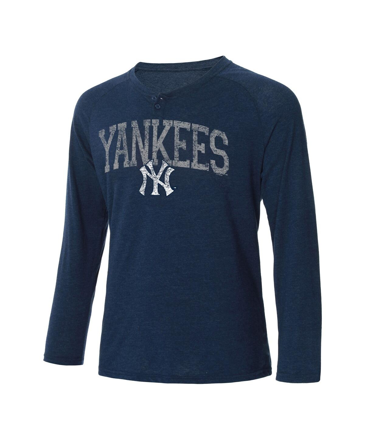 Men's Concepts Sport Navy New York Yankees Inertia Raglan Long Sleeve Henley T-shirt - Navy