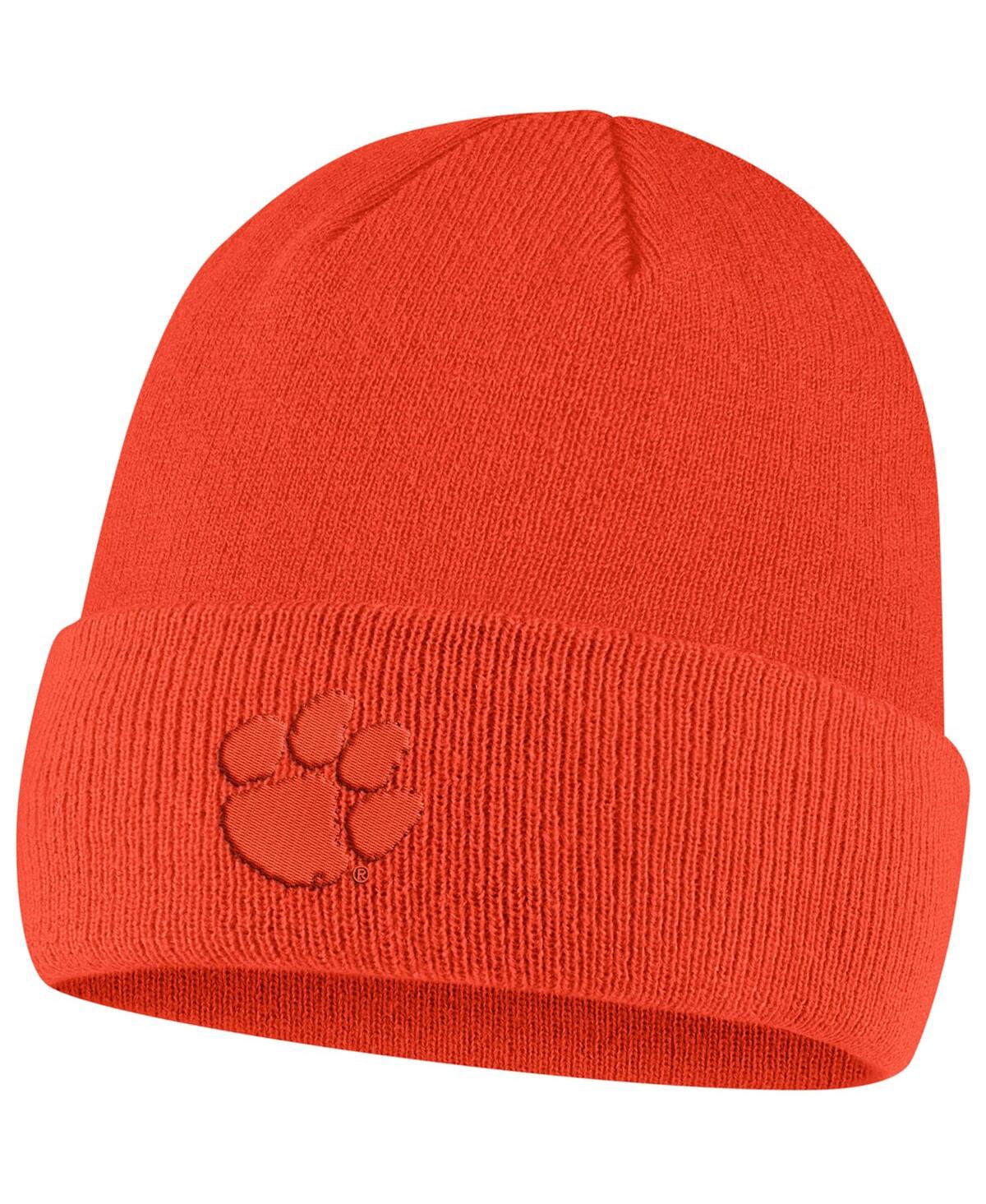 Shop Nike Men's  Orange Clemson Tigers Tonal Cuffed Knit Hat