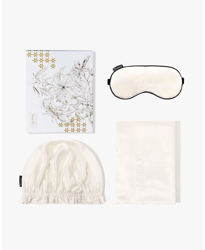 LILYSILK Monogrammed Silk Beauty Sleep Set Queen, Include 1 Silk Eye