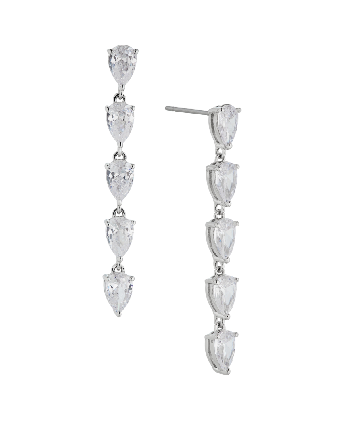 Eliot Danori Pear Shape Cubic Zirconia Drop Earring, Created For Macy's In Silver