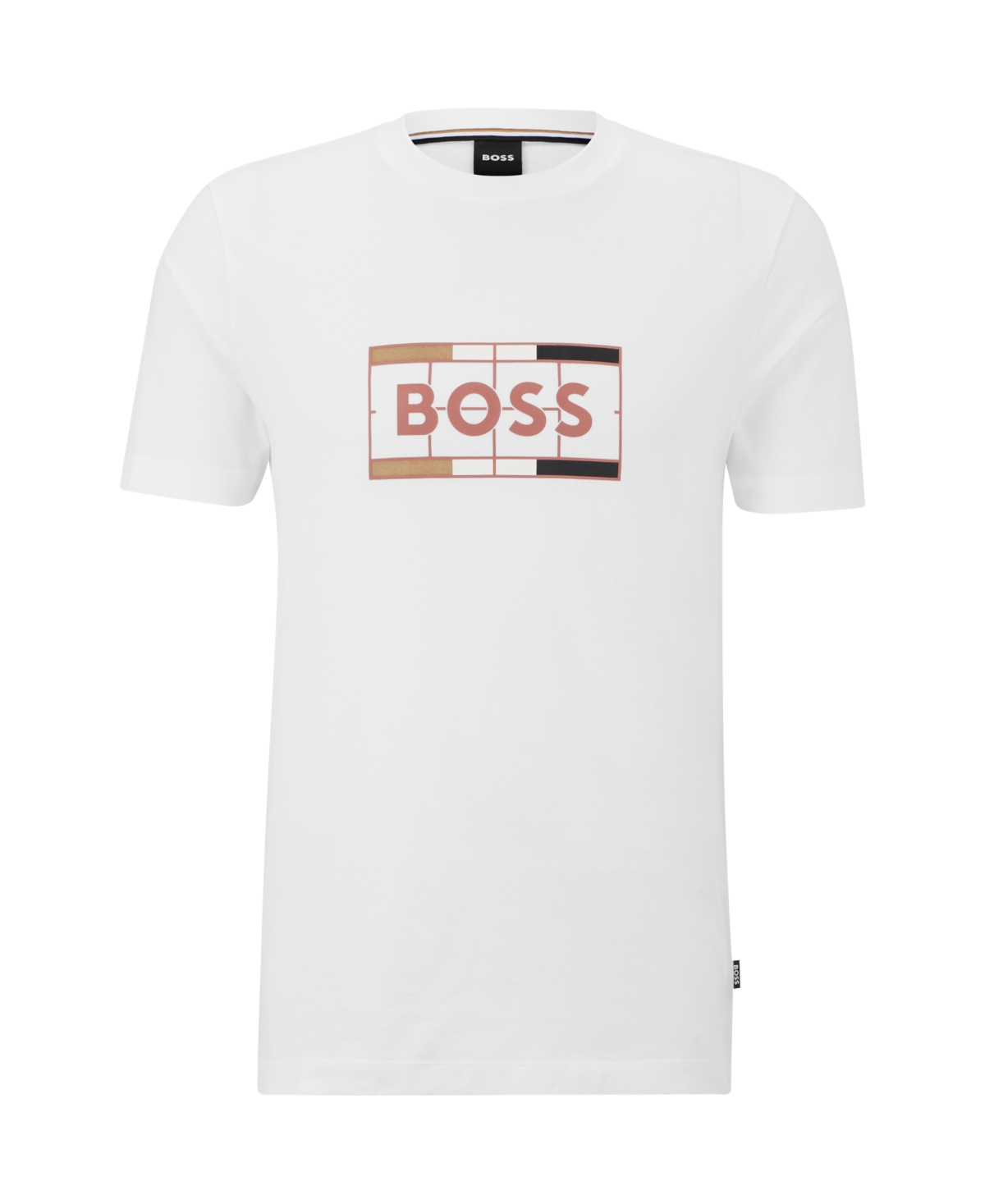Boss by Hugo Boss Men's Cotton Slim-Fit T-shirt with Tennis-inspired Logo Print