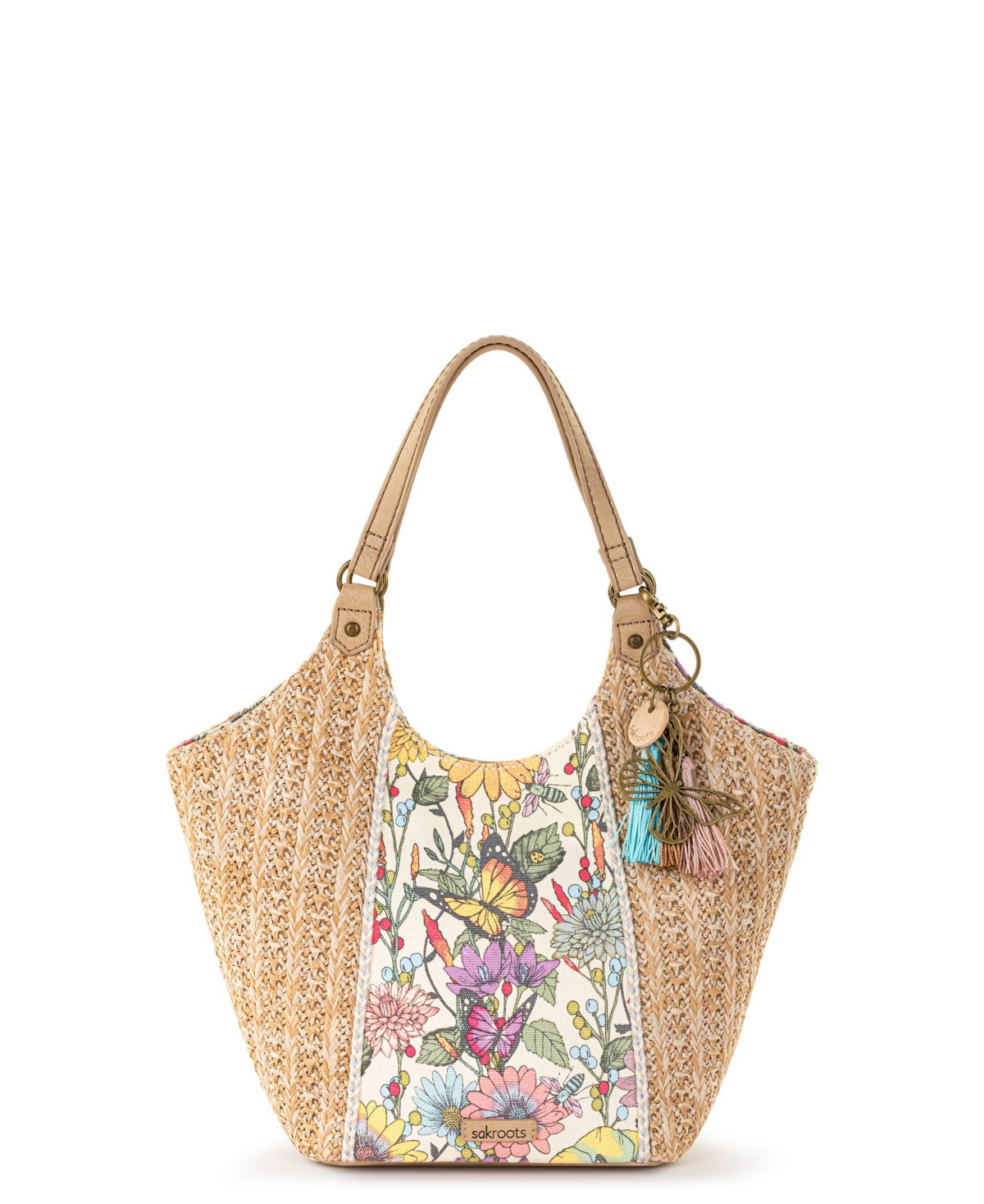 Sakroots Women's Roma Straw Small Shopper In Pinkberry In Bloom