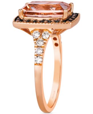 Peach Morganite (2-1/3 ct. t.w.) & Diamond (3/8 ct. t.w.) Halo Statement Ring in 14k Rose Gold