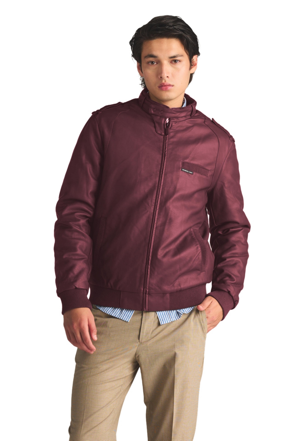 Members only men's leather jacket top